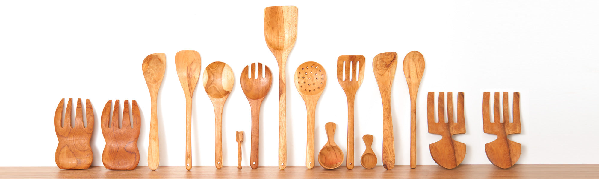 Wooden Kitchen Utensils set With Utensil Holder 9 PCS Teak Wooden Cooking  Spoon
