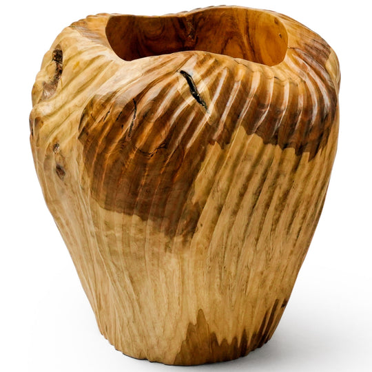 12-Inch Spiral Teak Root Vase