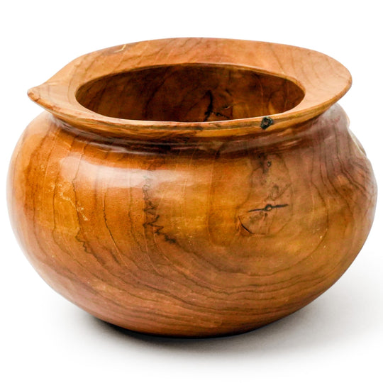 5.5-Inch Wide Rim Round Teak Wood Root Vase