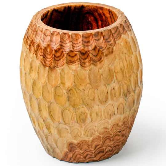 8-Inch Honeycomb Teak Root Vase