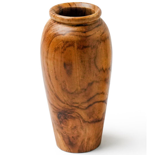 8-Inch Slim Urn-Shape Teak Root Vase