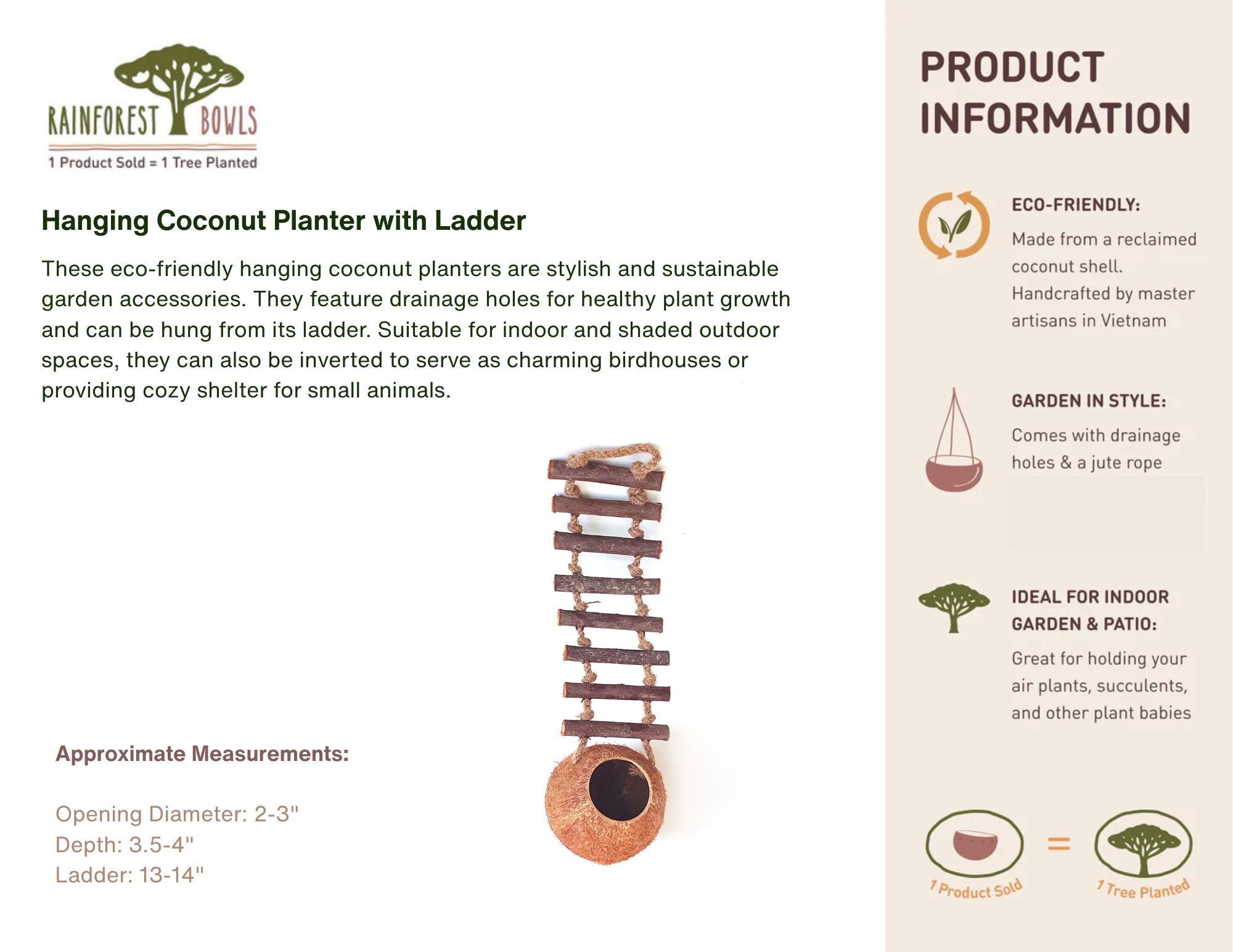 air plant ladder Hanging Coconut Planter with Ladder