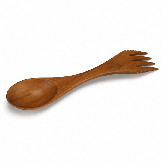 Teak Wood All Purpose Serrated Spork Utensil