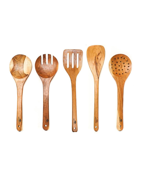 5-Pc Teak Wood Cooking Utensils Set