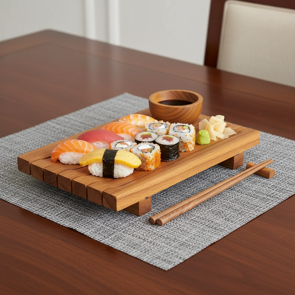 Torei Sushi Teak Wood Serving Tray – Rainforest Bowls Torei Sushi Teak Wood Serving Tray – Rainforest Bowls