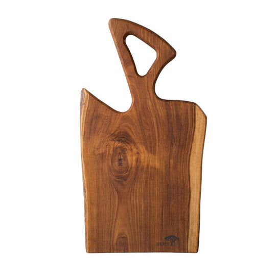 Rustic Live Edge Teak Wood Charcuterie Cutting board - Straight Bottom