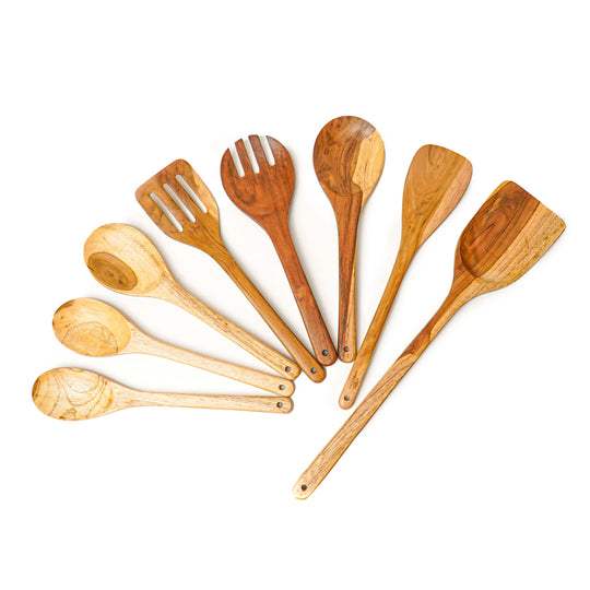 8-Pc Teak Wood Cooking Utensils Set