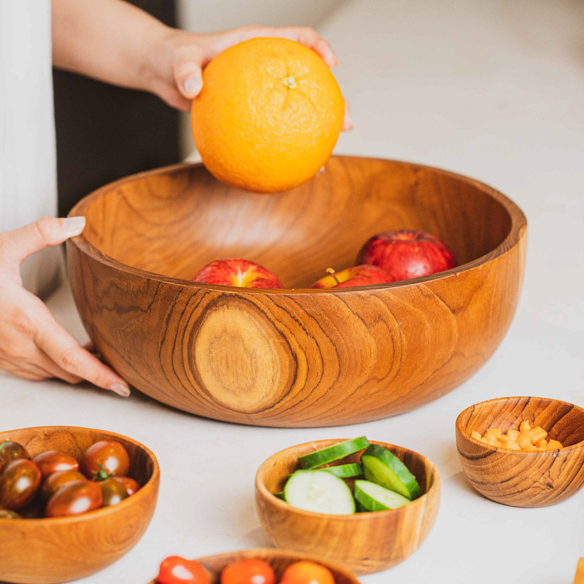 Classic Teak Wood Salad Serving Bowl | Rainforest Bowls