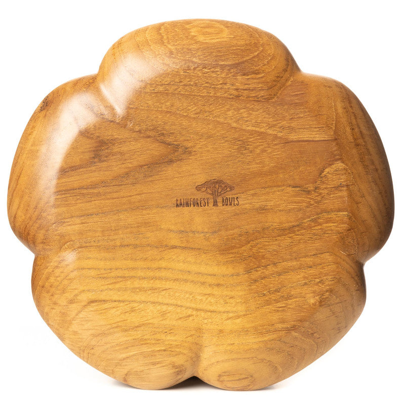 Flower Tenzara Teak Wood Dinner Serving Plate – Rainforest Bowls