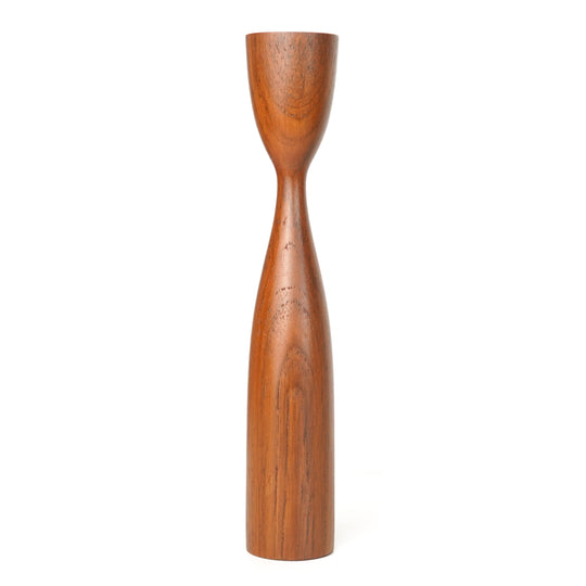 Hourglass Teak Wood Candle Holder - Large
