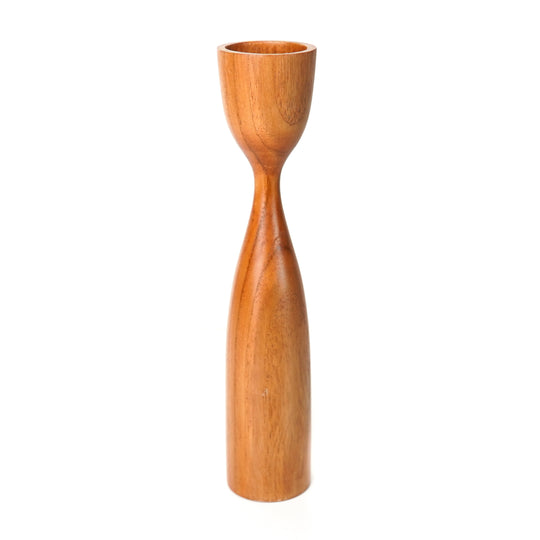 Hourglass Teak Wood Candle Holder - Medium