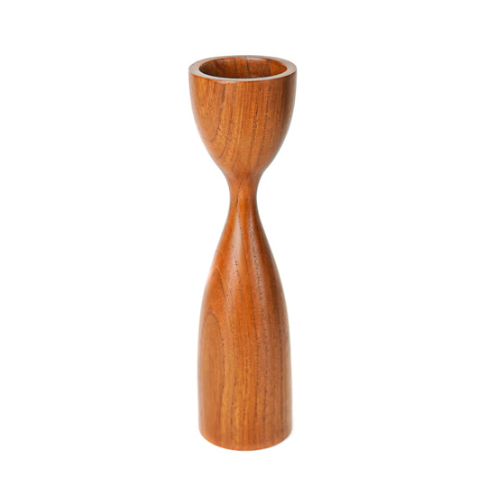 Hourglass Teak Wood Candle Holder - Small