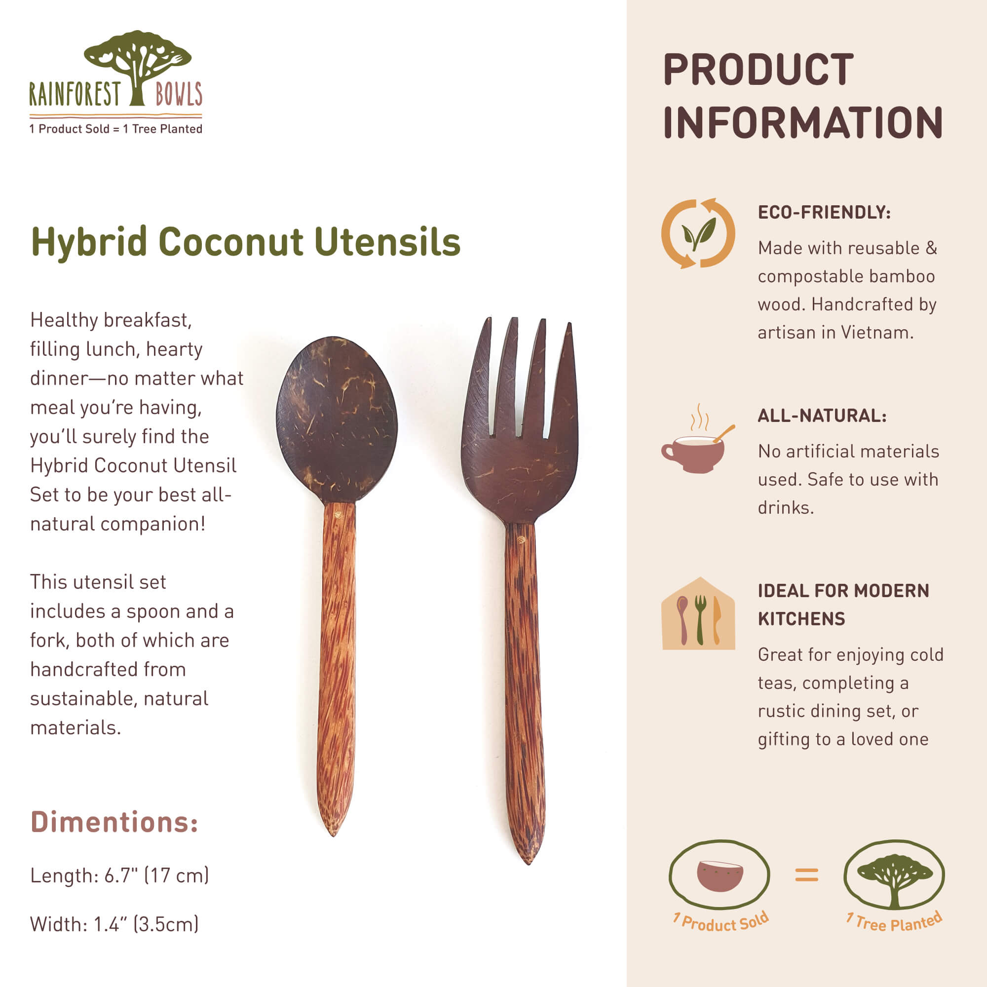 Hybrid Coconut Utensils | Rainforest Bowls