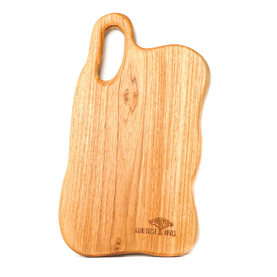 Irregular Shaped Teak Wood Chopping Board (13" x 7")  with Handle