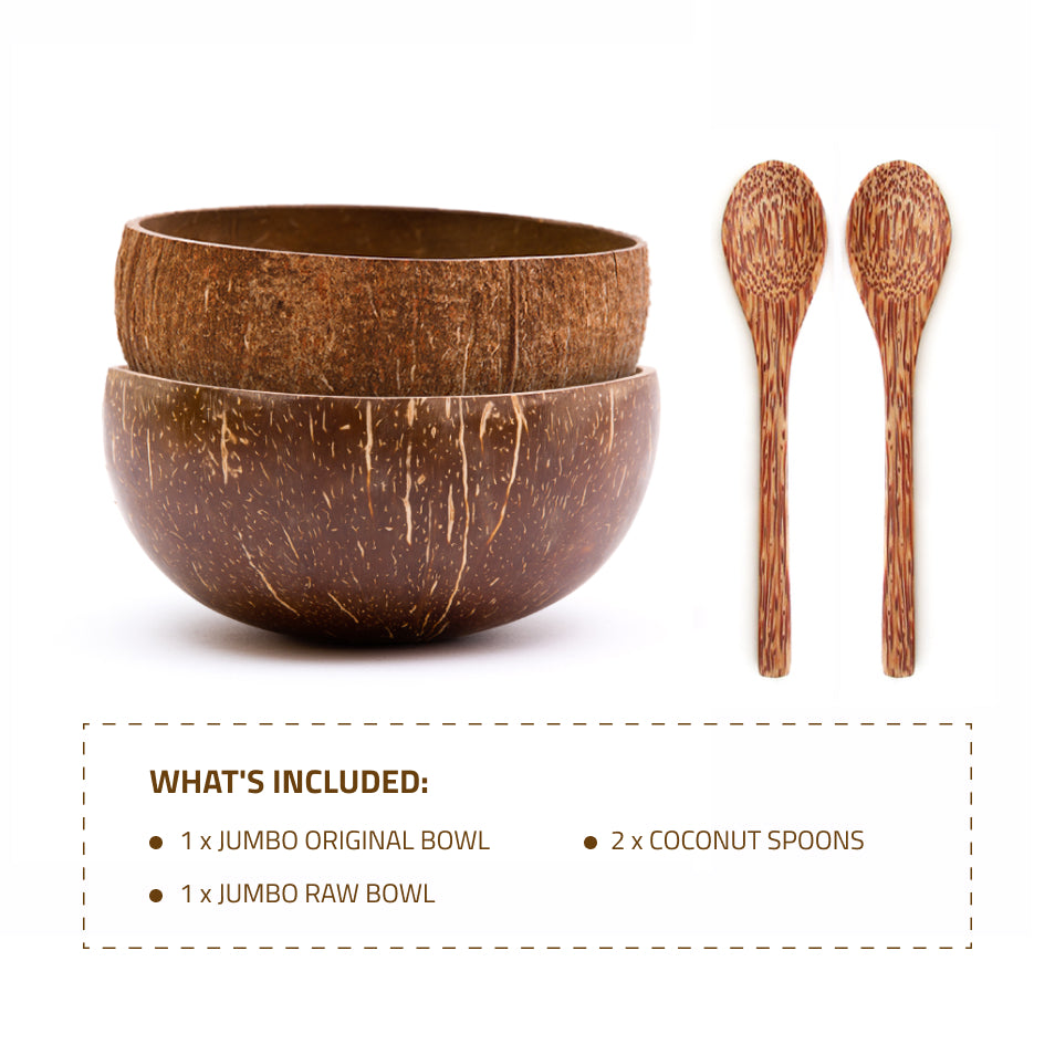 Variety Pack: Jumbo Original & Raw Coconut Bowls + 2 Spoons ...