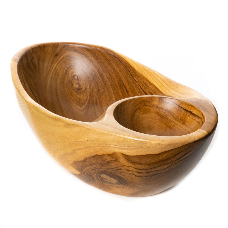 Jumbo Serving Bowl with Built-In Dip Divider