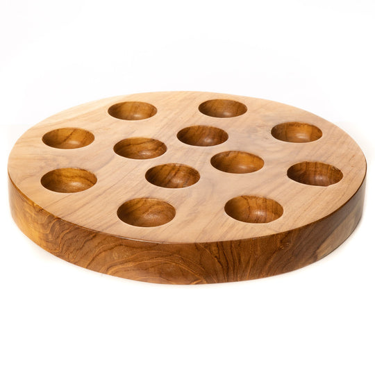 Live Edge Tamago Egg Teak Wood Serving Tray