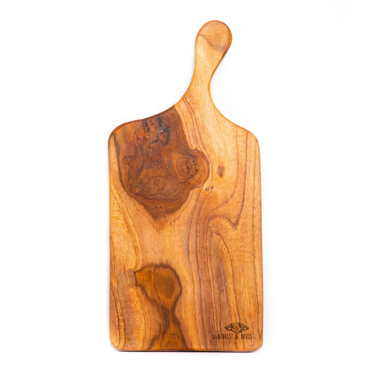 Rectangular Teak Wood Cutting Board (13" x 8") with Offset Handle