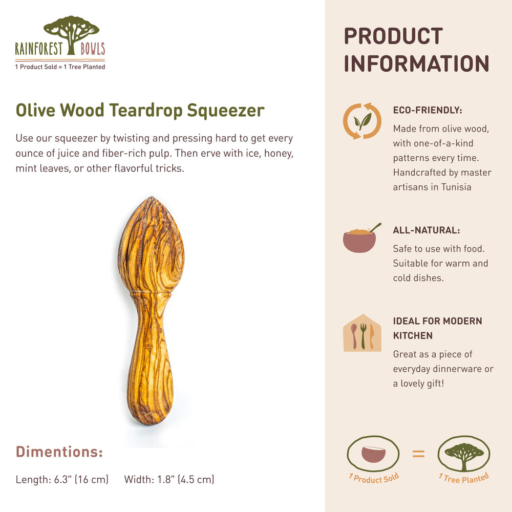 Olive Wood Teardrop Squeezer Rainforest Bowls - Main Image