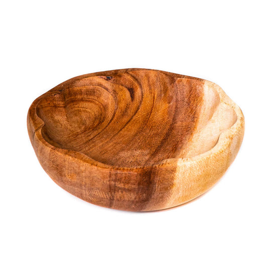 Round Scallop Acacia Wood Bowl