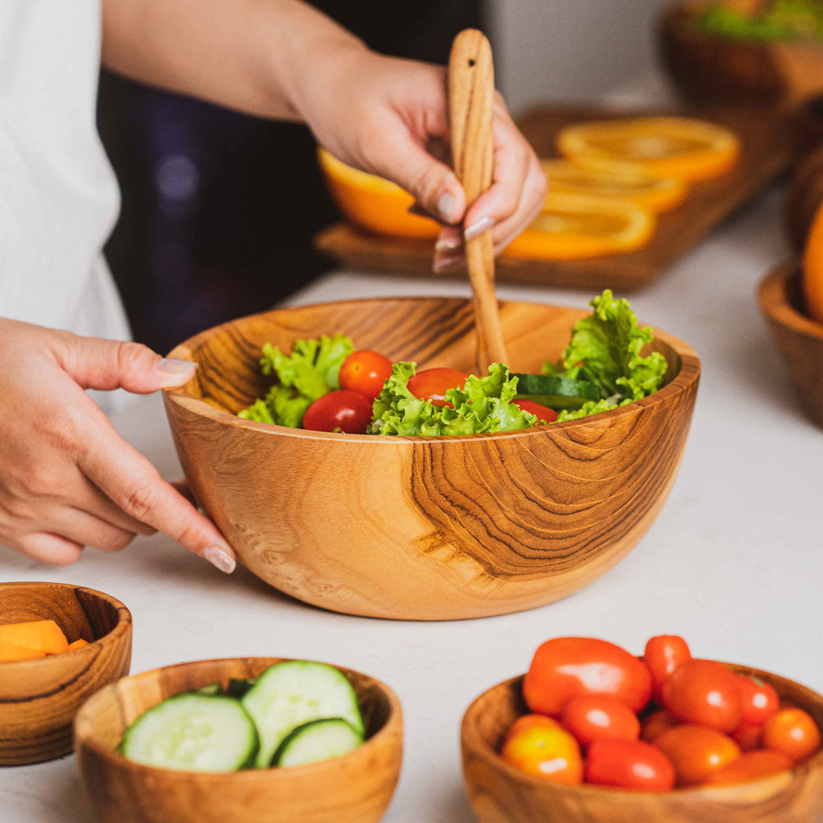 Round Teak Wood Bowl - Jumbo | Rainforest Bowls