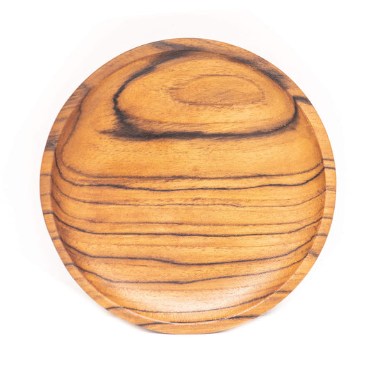 Round Teak Wood Plate - Small - 6" Diameter