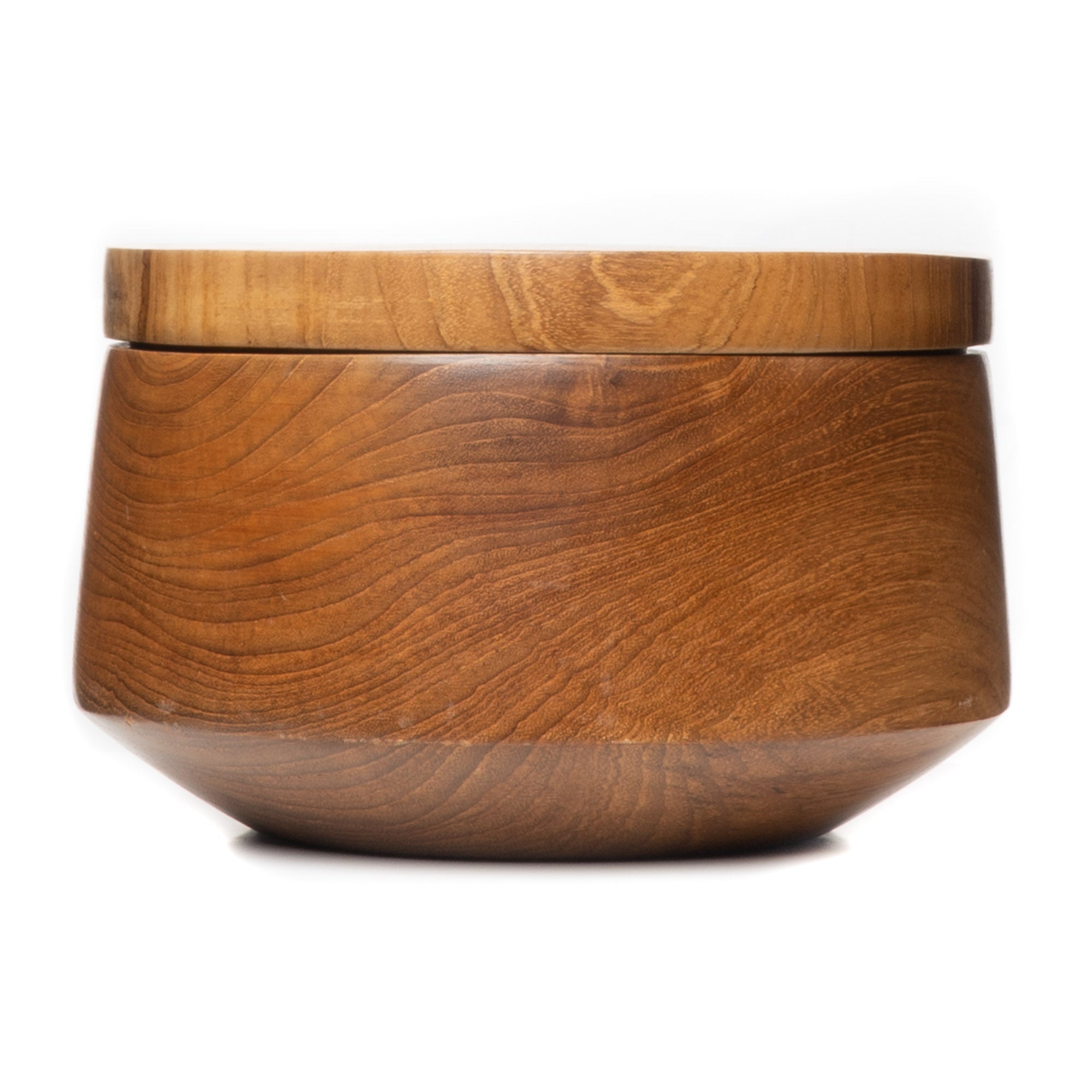 Rounded Edge Mushiwan Teak Wooden Bowl with Lid - Jumbo