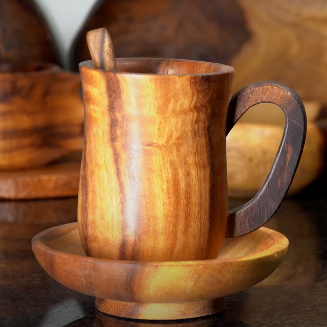 Acacia Wood Cup Set | Rainforest Bowls
