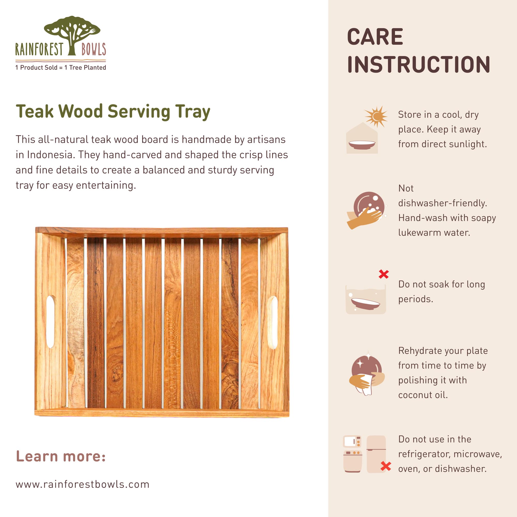 Teak Wood Serving Tray | Rainforest Bowls