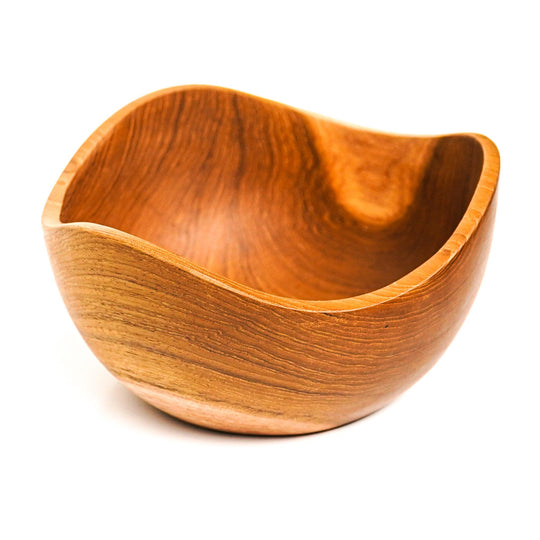 Wavy Teak Wood Bowl
